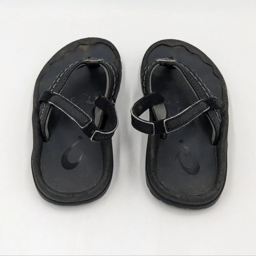 OluKai Ohana Black Sandal Flip Flop 9T 10T